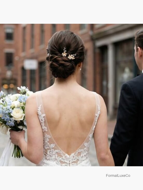 7 Pcs Gold Wedding Hair Pins U-Shaped Pearl Hair Accessories Floral Bridal Hair